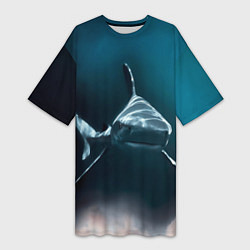 Женская длинная футболка Акула