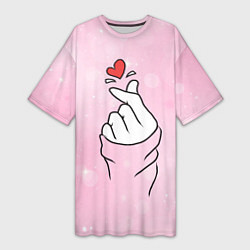 Женская длинная футболка Сердечко пальцами