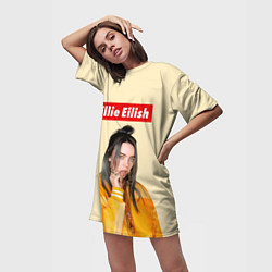 Футболка женская длинная BILLIE EILISH, цвет: 3D-принт — фото 2