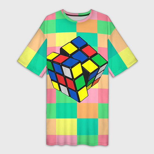 Женская длинная футболка Кубик Рубика / 3D-принт – фото 1