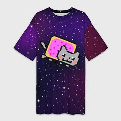 Женская длинная футболка Nyan Cat