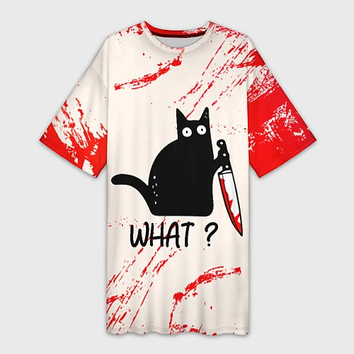 Женская длинная футболка What cat / 3D-принт – фото 1