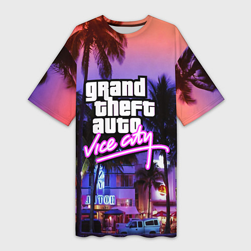 Женская длинная футболка Grand Theft Auto Vice City / 3D-принт – фото 1