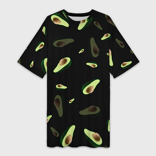 Женская длинная футболка Авокадо / 3D-принт – фото 1