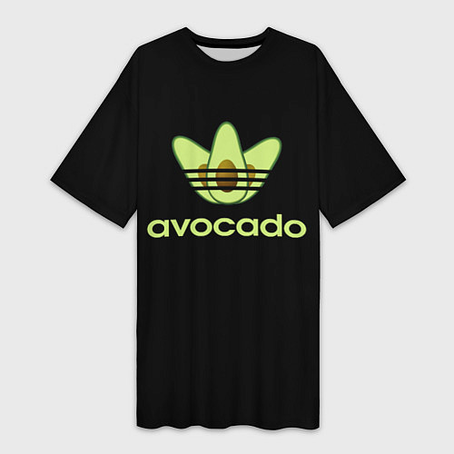Женская длинная футболка Авокадо / 3D-принт – фото 1