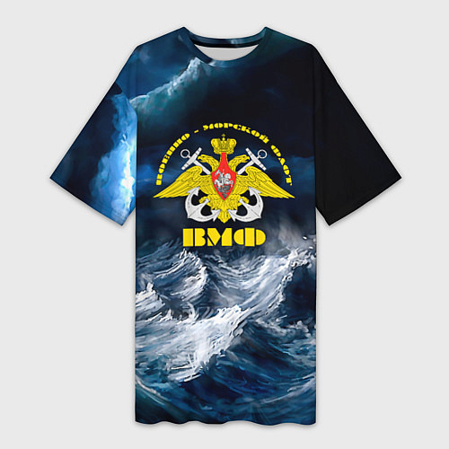 Женская длинная футболка Военно-морской флот / 3D-принт – фото 1