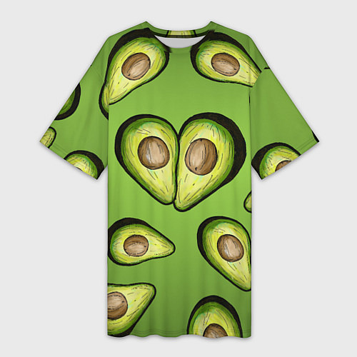 Женская длинная футболка Люблю авокадо / 3D-принт – фото 1
