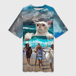 Женская длинная футболка Морской Кошак