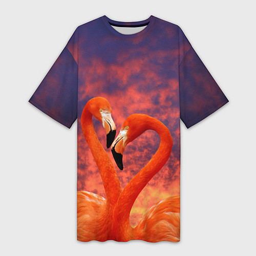 Женская длинная футболка Flamingo Love / 3D-принт – фото 1
