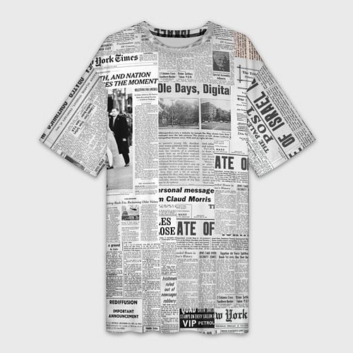 Женская длинная футболка Газета Newspaper / 3D-принт – фото 1