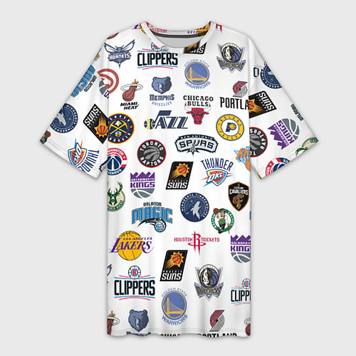 Женская длинная футболка NBA Pattern / 3D-принт – фото 1