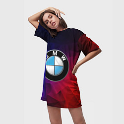 Футболка женская длинная BMW NEON, цвет: 3D-принт — фото 2