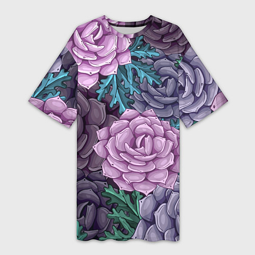 Женская длинная футболка Цветы / 3D-принт – фото 1