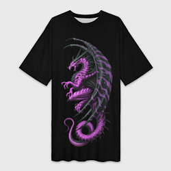 Футболка женская длинная Purple Dragon, цвет: 3D-принт