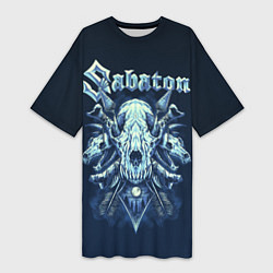 Футболка женская длинная Skull Sabaton, цвет: 3D-принт