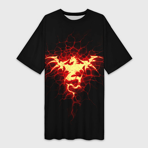 Женская длинная футболка Огненный Дракон / 3D-принт – фото 1