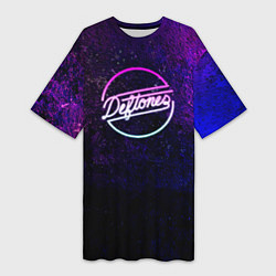 Женская длинная футболка Deftones Neon logo