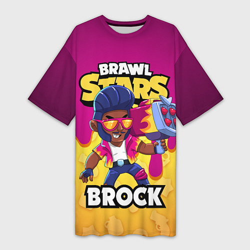 Женская длинная футболка BRAWL STARS BROCK / 3D-принт – фото 1