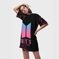 Футболка женская длинная BTS, цвет: 3D-принт — фото 2