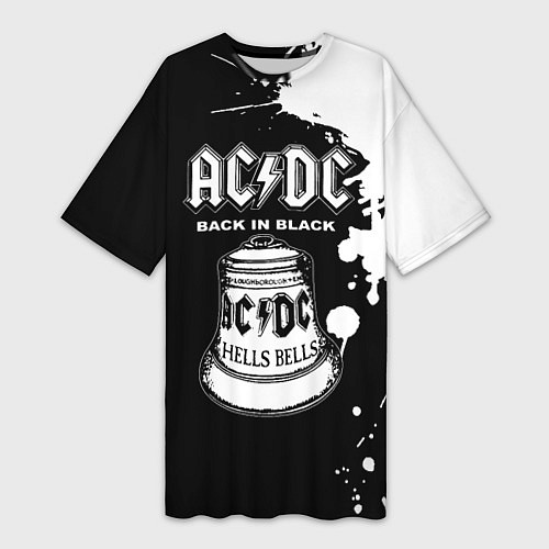 Женская длинная футболка ACDC Back in Black / 3D-принт – фото 1