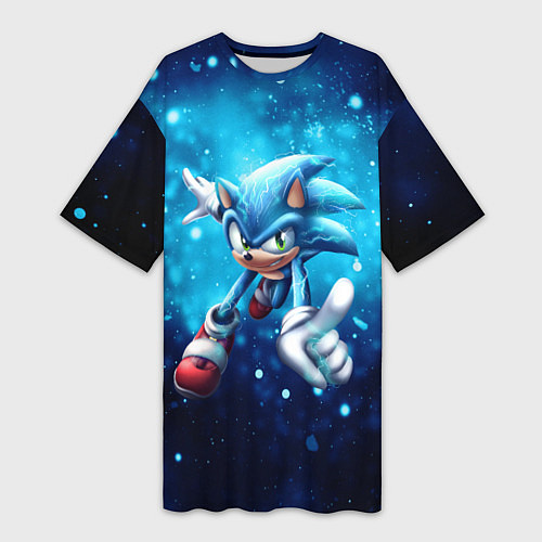 Женская длинная футболка SONIC / 3D-принт – фото 1