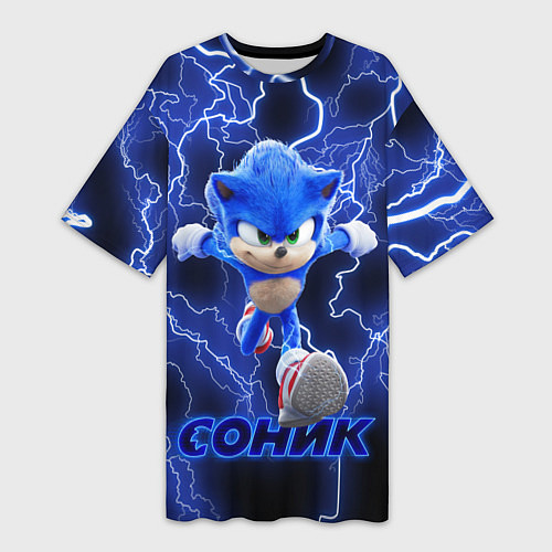 Женская длинная футболка SONIC / 3D-принт – фото 1