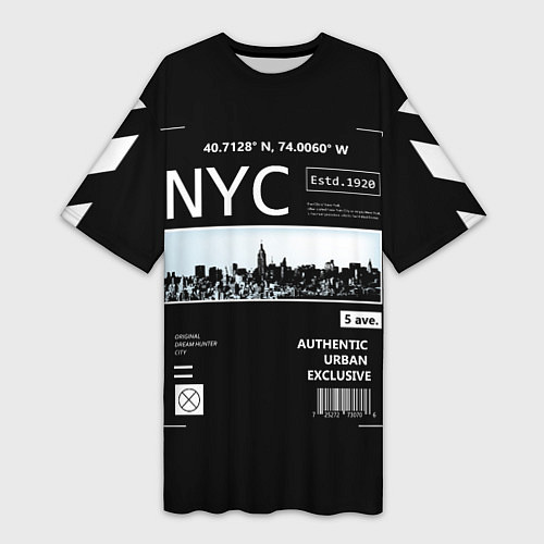 Женская длинная футболка Off-White: NYC / 3D-принт – фото 1