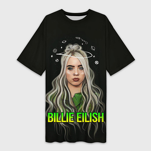 Женская длинная футболка BILLIE EILISH / 3D-принт – фото 1