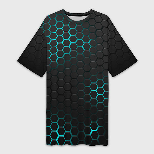 Женская длинная футболка СТАЛЬНАЯ НЕОНОВАЯ БРОНЯ / 3D-принт – фото 1