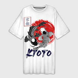 Женская длинная футболка Карпы Кои Киото