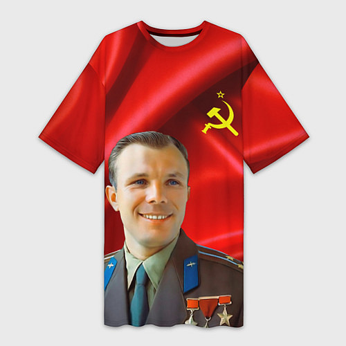 Женская длинная футболка Юрий Гагарин / 3D-принт – фото 1