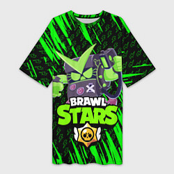 Женская длинная футболка Brawl stars virus 8-bit