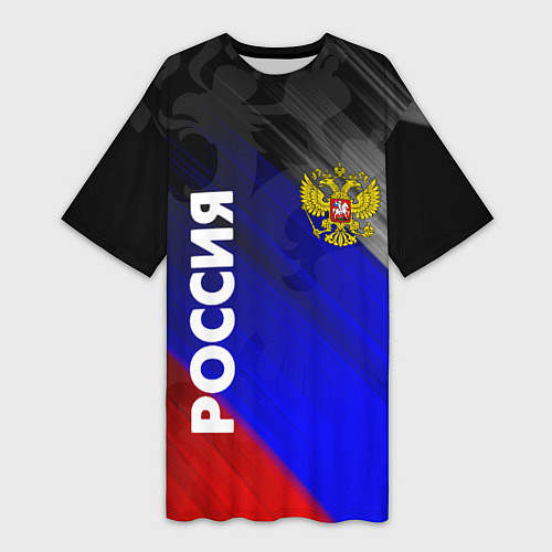 Женская длинная футболка РОССИЯ / 3D-принт – фото 1