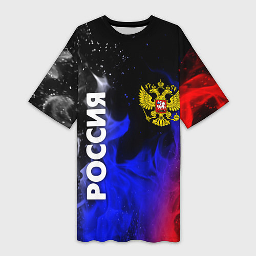 Женская длинная футболка РОССИЯ / 3D-принт – фото 1