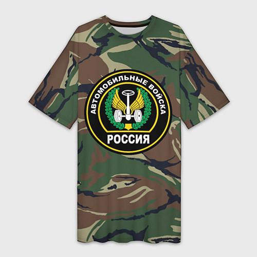 Женская длинная футболка Автомобильные войска камуфляж / 3D-принт – фото 1