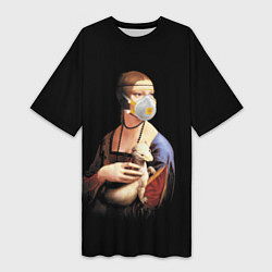 Женская длинная футболка Чечилия Галлерани - дама с горностаем