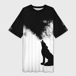 Женская длинная футболка Galaxy wolf