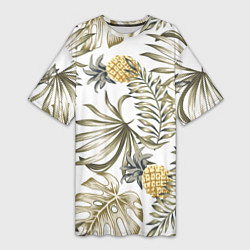 Женская длинная футболка Тропики хаки