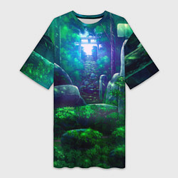 Футболка женская длинная Дорога в храм, цвет: 3D-принт