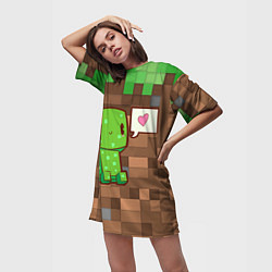 Футболка женская длинная Minecraft Creeper, цвет: 3D-принт — фото 2