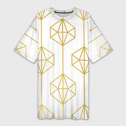 Женская длинная футболка Геометрический орнамент золото