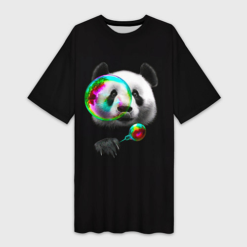 Женская длинная футболка Панда и мыльный пузырь / 3D-принт – фото 1