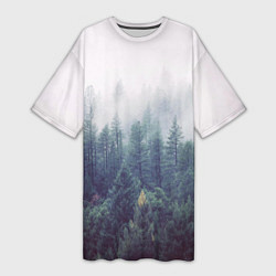 Футболка женская длинная Сибирский лес, цвет: 3D-принт