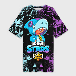 Женская длинная футболка Brawl Stars Leon Shark