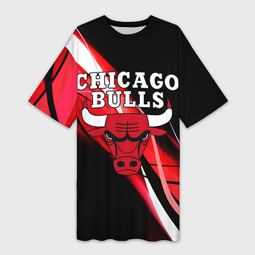 Женская длинная футболка CHICAGO BULLS / 3D-принт – фото 1