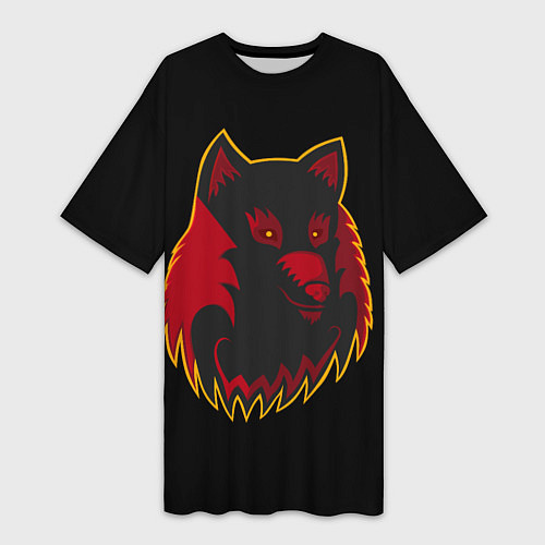 Женская длинная футболка Wolf Logo / 3D-принт – фото 1