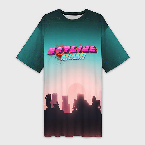 Женская длинная футболка HOTLINE MIAMI / 3D-принт – фото 1