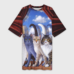 Женская длинная футболка Коты