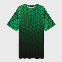 Женская длинная футболка Узор зеленая чешуя дракон