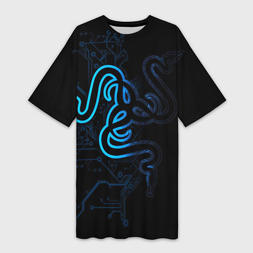 Женская длинная футболка RAZER / 3D-принт – фото 1